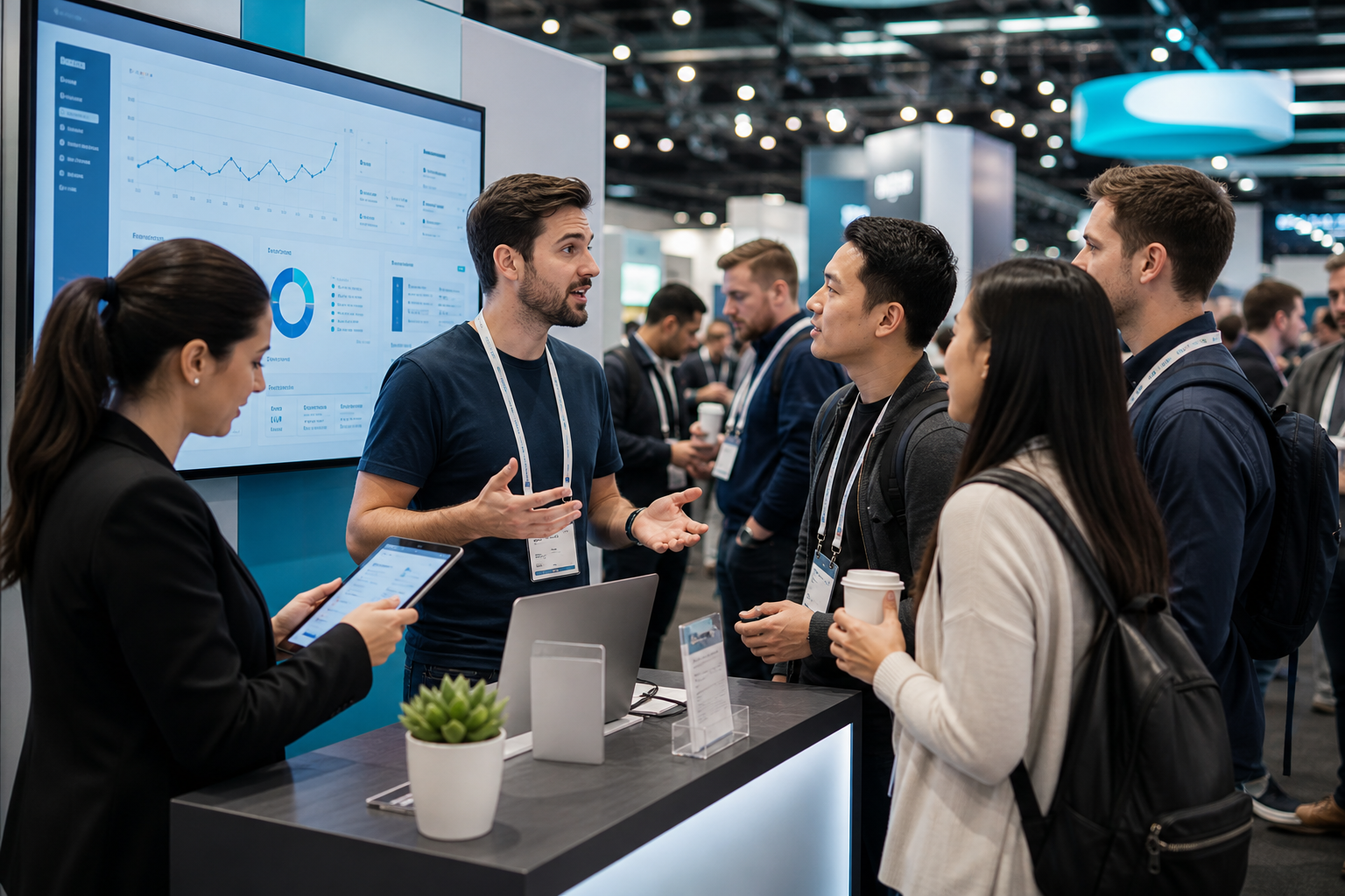 Technology team capturing leads at a startup conference.
